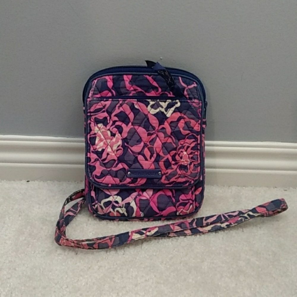 A pink/purple cross over bag